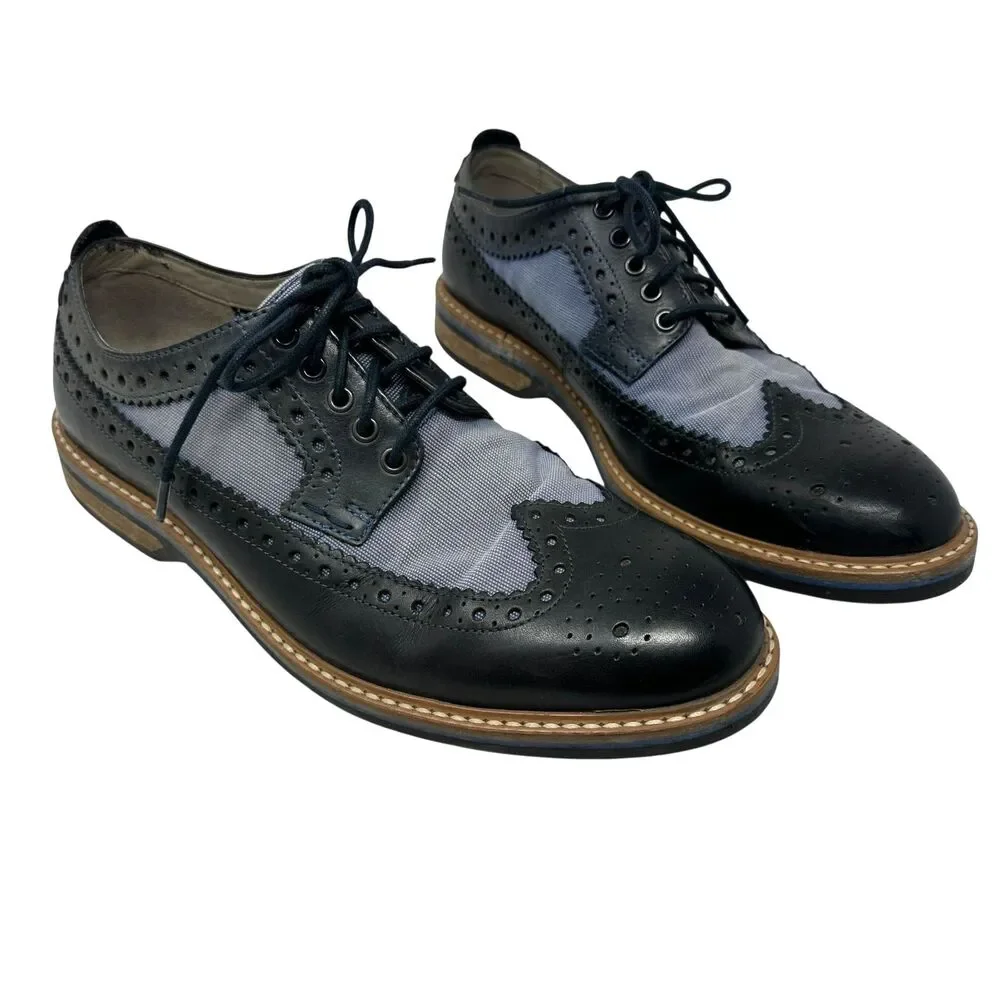 Clarks Mens Pitnet Limit Navy Combo Preppy Wingtip Dress Shoes Size‎ 10.5